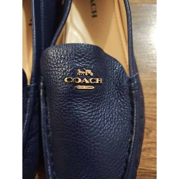 Coach Marley Driver Loafer Womens 9.5B Navy Blue Pebble Leather Slip On Classic - Picture 2 of 8